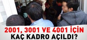 2001, 3001 ve 4001 için kaç kadro açıldı?