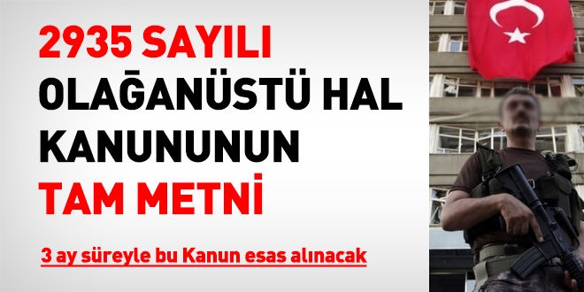 Olağanüstü Hal Kanunu'nun (OHAL) tam metni