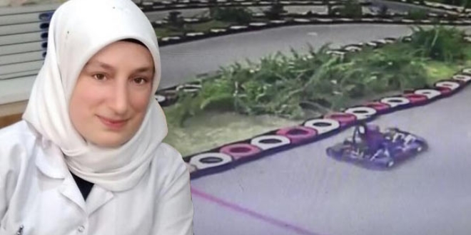 Go-kart aracına şalı dolanan genç hemşire ölümden döndü