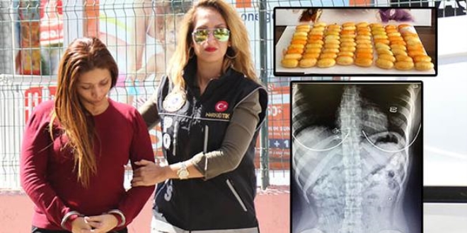 Midesinde 78 kapsül kokain saklayan kadın tutuklandı