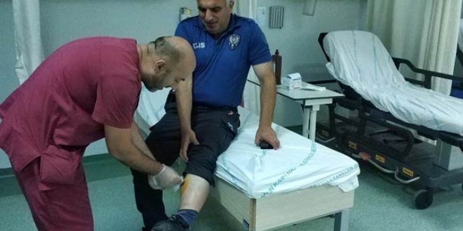 Saldırgan hastane polisinin bacağını ısırdı