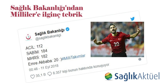 Sağlık Bakanlığı'ndan Milliler'e ilginç tebrik