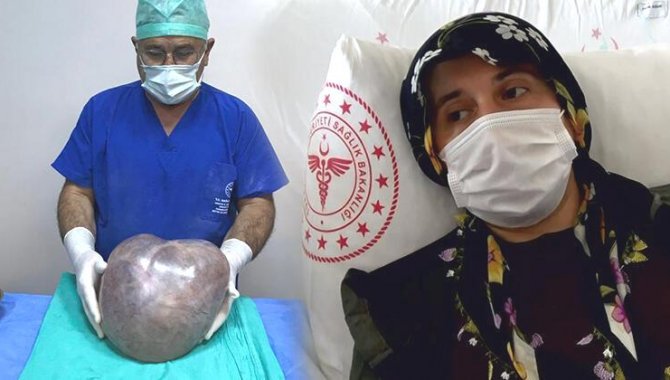 Karın ağrısı şikayetiyle gittiği hastanede karnından 6 kilo 400 gram kitle çıkarıldı