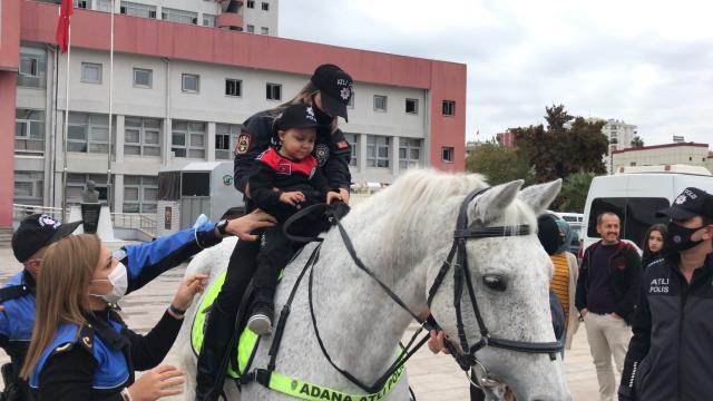 Adana'da lösemi hastası çocuğun atlı polis olma hayali gerçeğe dönüştü