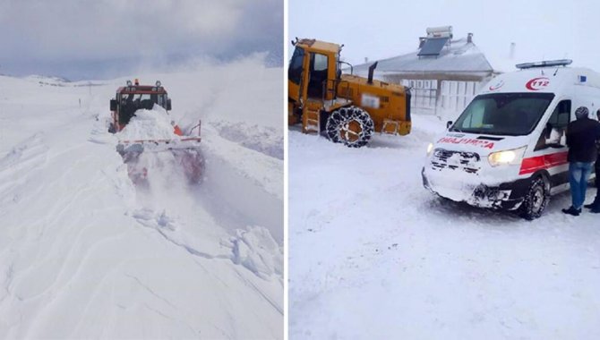 Van'da kardan yolu kapanan mahallede kalp krizi geçiren kişi hastaneye ulaştırıldı