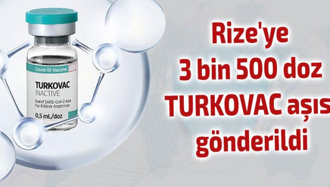Rize'ye 3 bin 500 doz TURKOVAC aşısı gönderildi