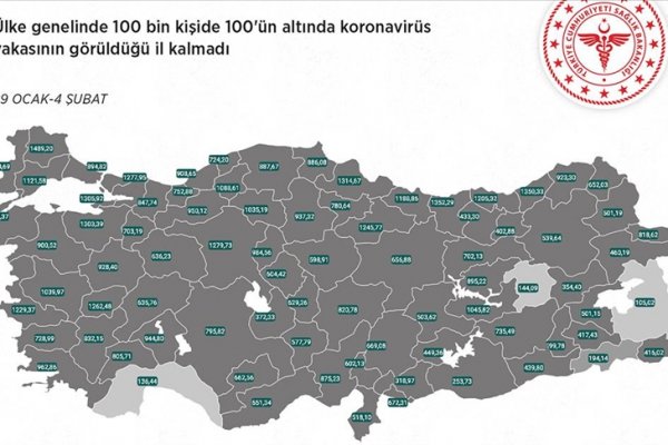 Kovid-19 vakaları tüm illerde 100 bin kişide 100'ü aştı