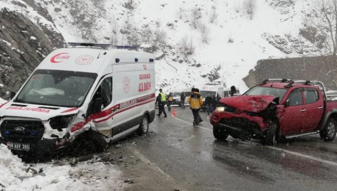 Artvin'de ambulans ile kamyonetin çarpıştığı kazada 2 kişi yaralandı