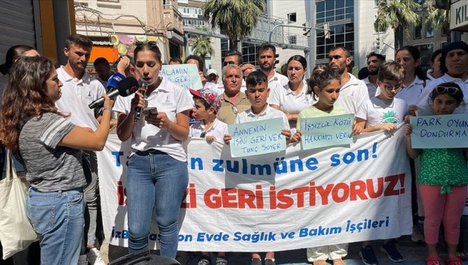 İzmir Büyükşehir Belediyesine bağlı şirketten çıkarılan işçilere ailelerinden destek