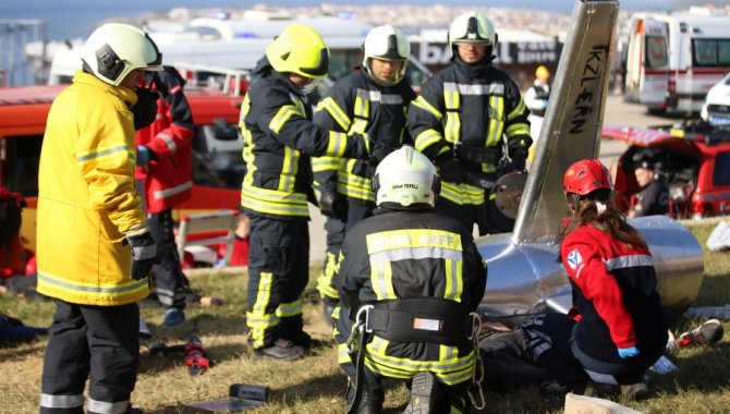 Çanakkale'de "Geniş Katılımlı Uçak Kaza Tatbikatı" yapıldı