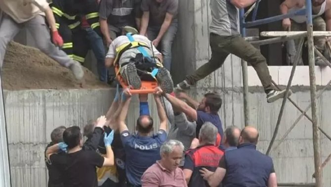 Trabzon'da inşaat işçisi bacağına saplanan demirle hastaneye kaldırıldı