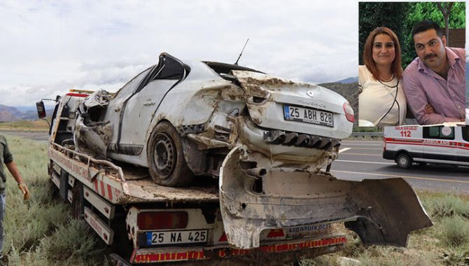 Erzurum'da devrilen otomobildeki aile hekimi öldü, eşi ağır yaralandı