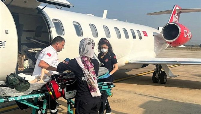 Şanlıurfa'da tedavi gören çocuk, ambulans uçakla Bursa'ya sevk edildi