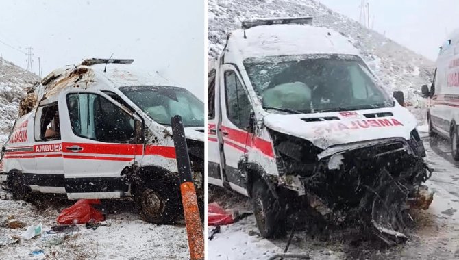 Yüksekova'da devrilen ambulanstaki 3 sağlık personeli yaralandı