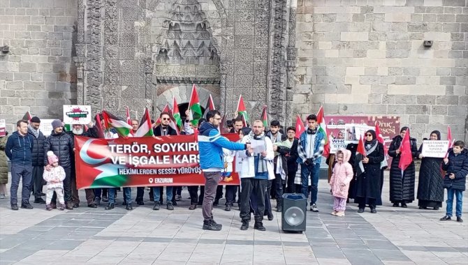 Erzurum'da sağlık çalışanları, Gazze için 26 haftadır "sessiz yürüyüş" yapıyor