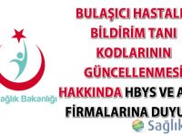 Bulaşıcı Hastalık Bildirim Tanı Kodları Güncelleme