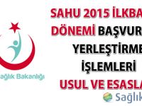 SAHU 2015 İlkbahar Dönemi Yerleştirme İşlemleri