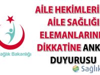 Aile Hekimleri ve Aile Sağlığı Elemanlarının dikkatine anket duyurusu-06.10.2015