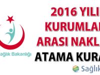 2016 Yılı Kurumlar Arası Naklen Atama Kurası Sonuçları