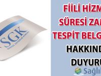 Fiili Hizmet Süresi Zammı Tespit Belgeleri Hakkında Duyuru