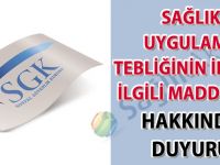 Sağlık Uygulama Tebliğinin İlaçla İlgili Maddeleri hakkında duyuru