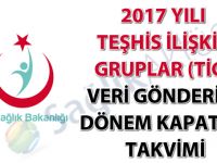 2017 Yılı Teşhis İlişkili Gruplar (TİG) Veri Gönderimi Dönem Kapatma Takvimi