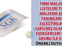 Tıbbi malzeme listeleri tıbbi malzeme alan tanımlarına eşleştirilmesi yapılmış olan deri eşdeğerleri ürün grubu ile ilgili önemli duyuru 44