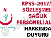 KPSS–2017/5 Sözleşmeli Sağlık Personeli Alımı hakkında duyuru