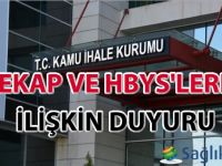 EKAP ve HBYS'lere ilişkin duyuru