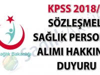 KPSS 2018/5 sözleşmeli sağlık personeli alımı hakkında duyuru