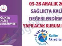 03-28 Aralık 2018 Sağlıkta Kalite Değerlendirmesi Yapılacak Kurum Listesi