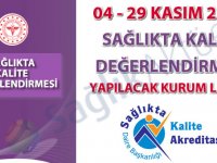 04 - 29 Kasım 2019 Sağlıkta Kalite Değerlendirmesi Yapılacak Kurum Listesi