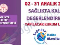 02 - 31 Aralık 2019 Sağlıkta Kalite Değerlendirmesi Yapılacak Kurum Listesi