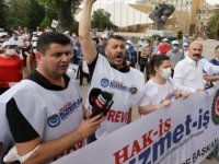 Hacettepe Üniversitesindeki Hizmet-İş'e bağlı sağlık çalışanları haklarının ödenmesi için eylem yaptı