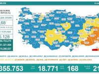 Türkiye'de son 24 saatte 18 bin 771 kişinin Kovid-19 testi pozitif çıktı, 168 kişi yaşamını yitirdi