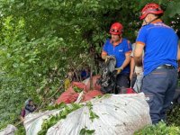 Rize'de yük taşımada kullanılan ilkel teleferiğin çarptığı kişi yaralandı