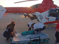 Ambulans helikopter yanık tedavisi gören çocuk için havalandı