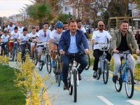 Tekirdağ'da çocuklar aileleriyle pedal çevirdi