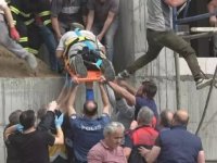 Trabzon'da inşaat işçisi bacağına saplanan demirle hastaneye kaldırıldı