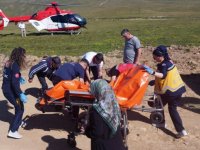 Trabzon'da yaylada rahatsızlanan hasta ambulans helikopterle hastaneye ulaştırıldı