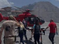 Hakkari'de yılanın ısırdığı kişi ambulans helikopterle hastaneye ulaştırıldı