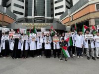 Kocaeli'de sağlık çalışanları, İsrail'in Gazze'ye saldırılarını protesto etti
