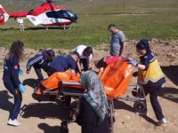 Van'da trafik kazasında yaralanan hasta ambulans helikopterle hastaneye ulaştırıldı