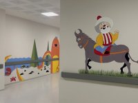 Yalova'da Güzel Sanatlar Lisesi öğrencileri hastane koridorlarını resimleriyle renklendirdi
