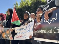 Ramallah'taki BM temsilciliği önünde Gazze'deki açlık protesto edildi