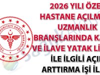 2026 Yılı Özel Hastane Açılması, Uzmanlık Branşlarında Kadro ve İlave Yatak Lisansı ile İlgili Açık Arttırma İşi İlanı